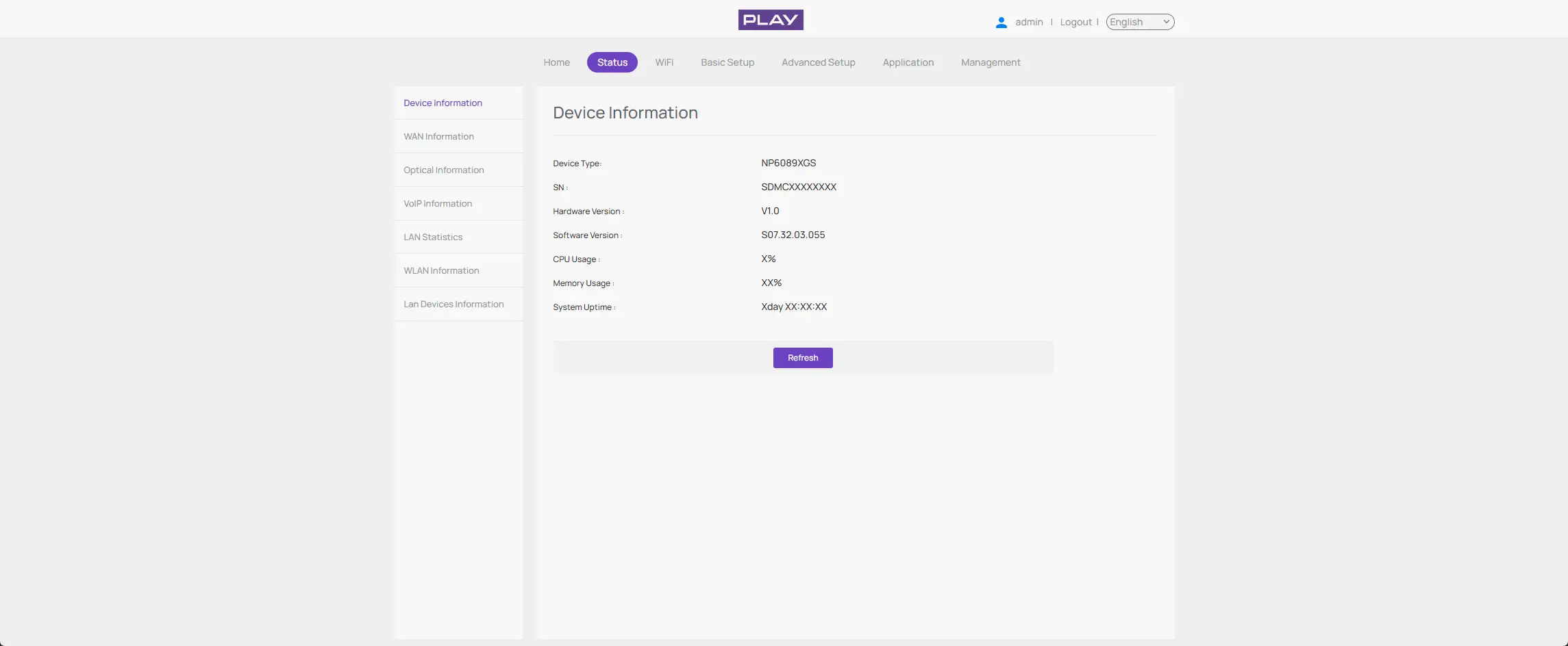 SDMC NP6089XGS Device Information